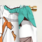 Origami dragon friends // white background aqua orange grey and taupe fantastic creatures Window Curtain Gallery Image 2