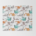 Origami dragon friends // white background aqua orange grey and taupe fantastic creatures Throw Blanket Gallery Image 2