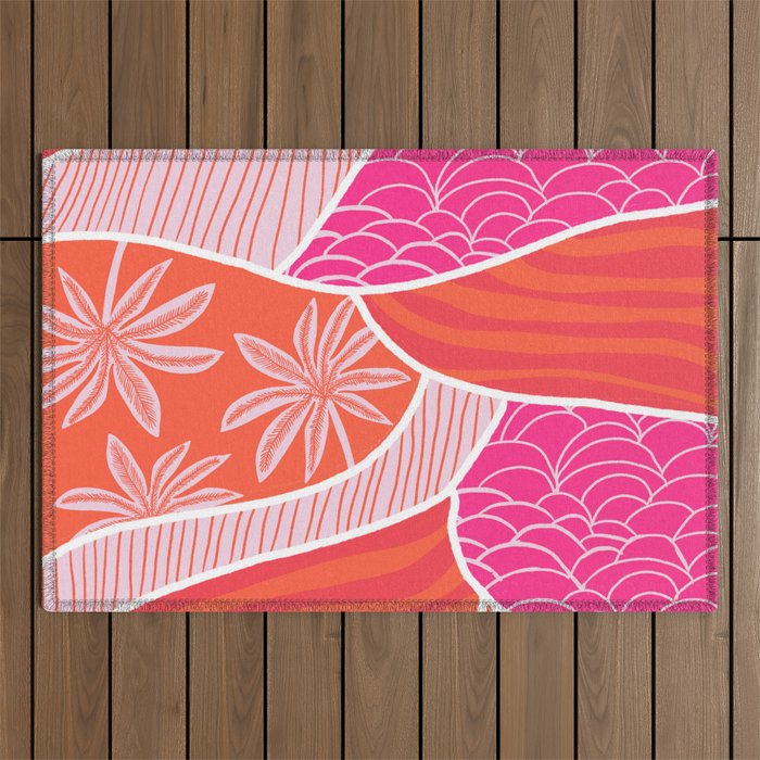 kauai, pink Outdoor Rug Gallery Image 1