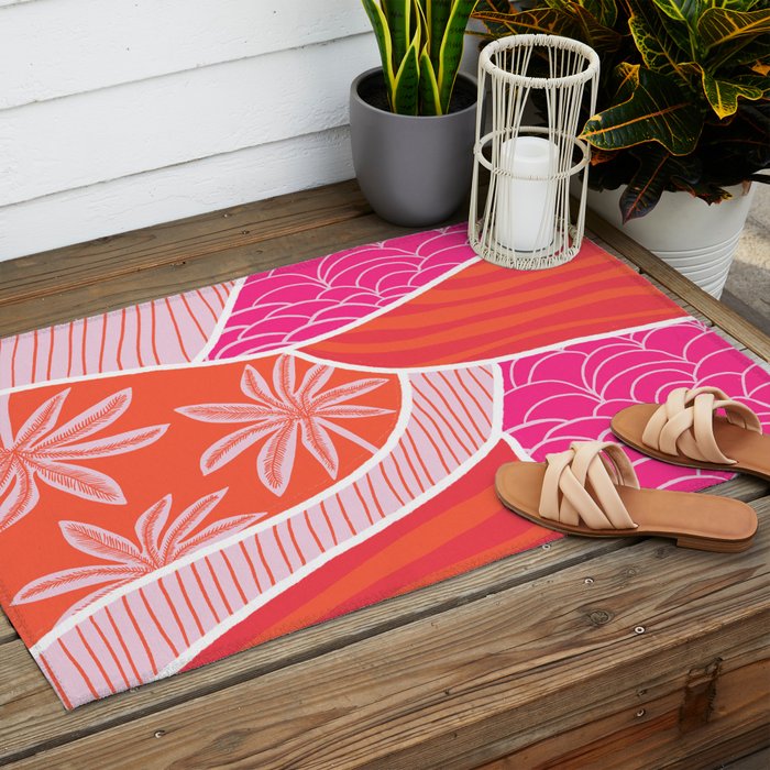 kauai, pink Outdoor Rug Gallery Image 2
