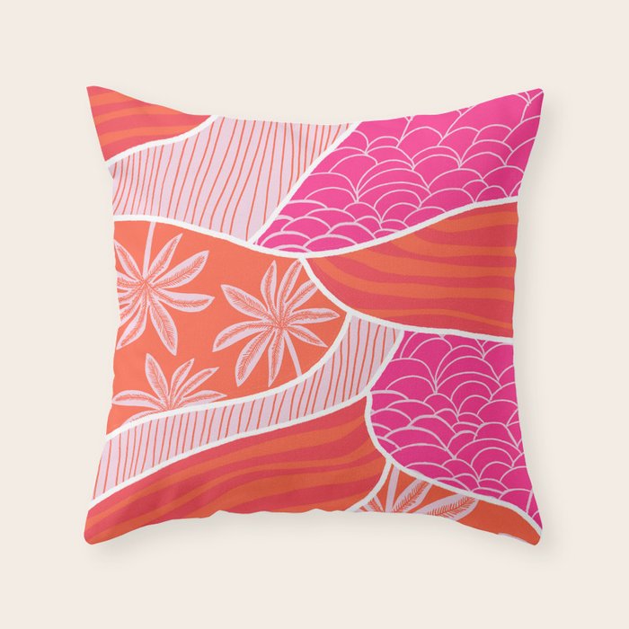 kauai, pink Throw Pillow Gallery Image 1