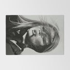 Brigitte Bardot Smoking a Cigarette, Black and White Photograph Rug Gallery Image 2