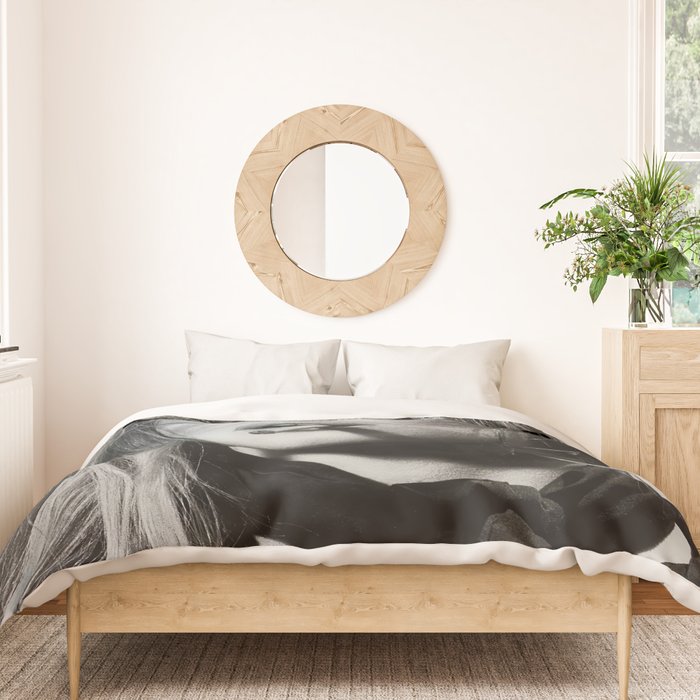 Brigitte Bardot Smoking a Cigarette, Black and White Photograph Duvet Cover Gallery Image 3