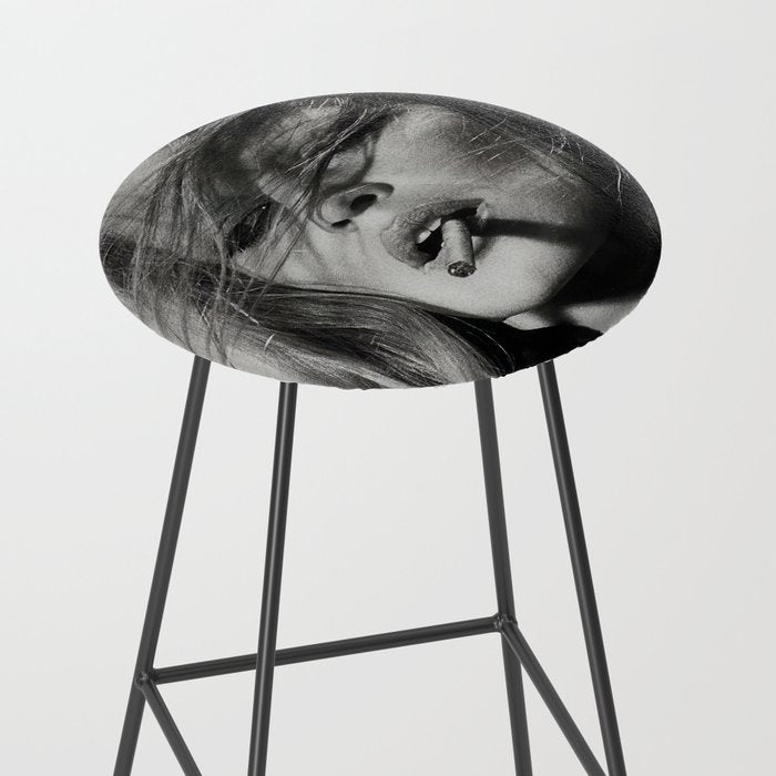 Brigitte Bardot Smoking a Cigarette, Black and White Photograph Stool Gallery Image 2