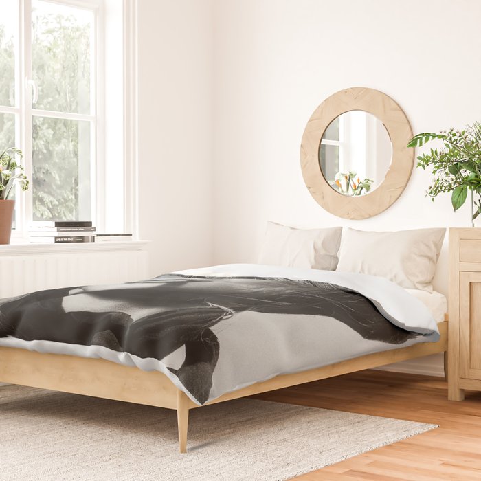 Brigitte Bardot Smoking a Cigarette, Black and White Photograph Duvet Cover Gallery Image 2