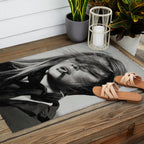 Brigitte Bardot Smoking a Cigarette, Black and White Photograph Outdoor Rug Gallery Image 2