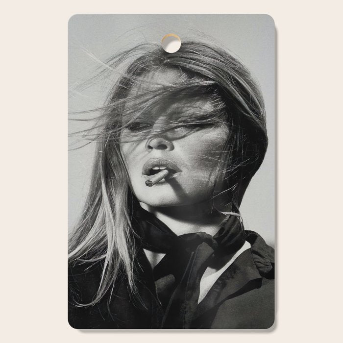 Brigitte Bardot Smoking a Cigarette, Black and White Photograph Cutting Board Gallery Image 1