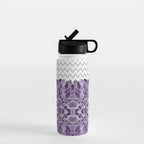 Floral Prints, Chevron, Purple and Gray Water Bottle Gallery Image 1