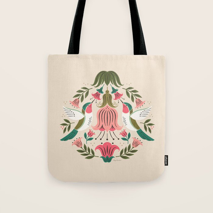 Hummingbirds - Green and Pink Tote Bag Gallery Image 1