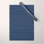 Blue Indigo Jeans Color, Bohemian Oriental Traditional Moroccan Fabric Style Wrapping Paper Gallery Image 1