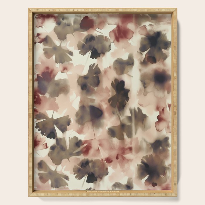 Moody Ginkgo Leaves Soft Abstract Botanical in Warm Autumn Tones Serving Tray Gallery Image 1