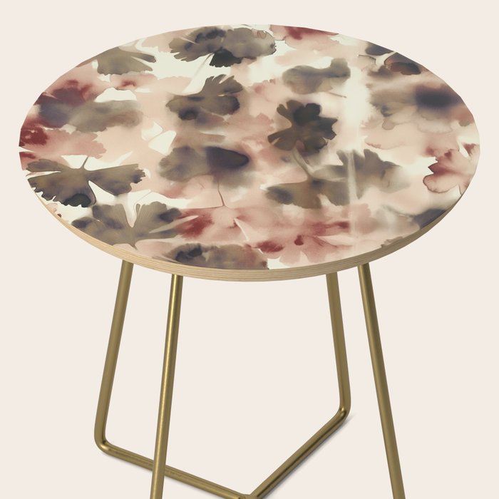 Moody Ginkgo Leaves Soft Abstract Botanical in Warm Autumn Tones Side Table Gallery Image 2