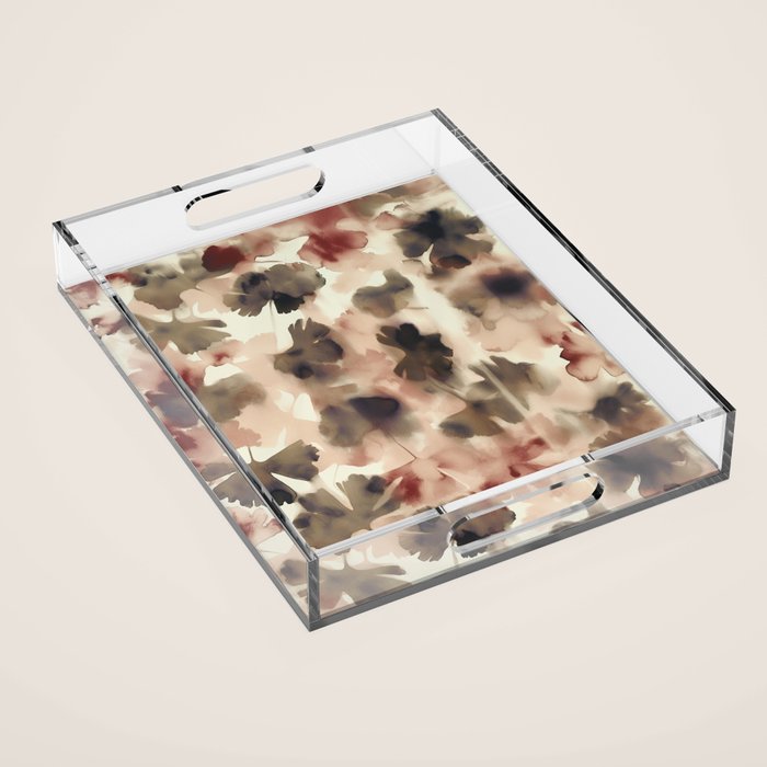 Moody Ginkgo Leaves Soft Abstract Botanical in Warm Autumn Tones Acrylic Tray Gallery Image 1