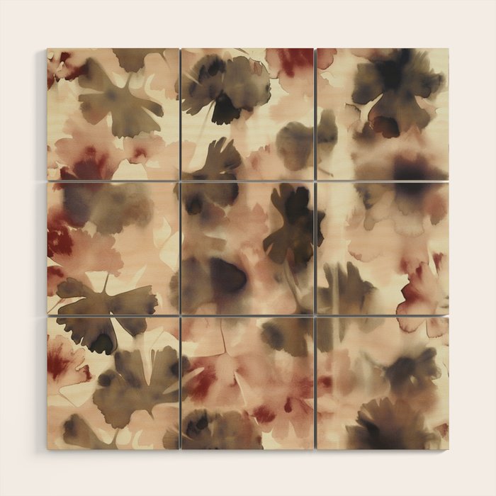 Moody Ginkgo Leaves Soft Abstract Botanical in Warm Autumn Tones Wood Wall Art Gallery Image 1