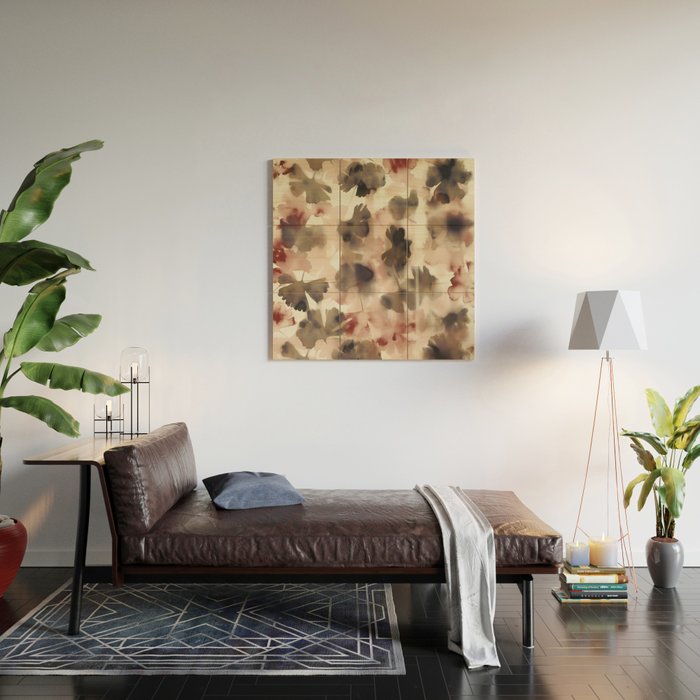 Moody Ginkgo Leaves Soft Abstract Botanical in Warm Autumn Tones Wood Wall Art Gallery Image 2