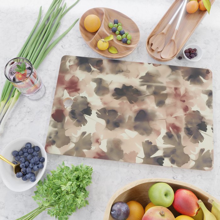 Moody Ginkgo Leaves Soft Abstract Botanical in Warm Autumn Tones Cutting Board Gallery Image 2
