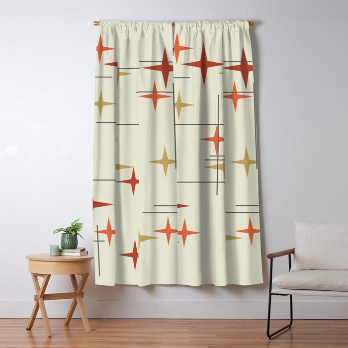 Mid Century Modern Stars Window Curtain Gallery Image 1
