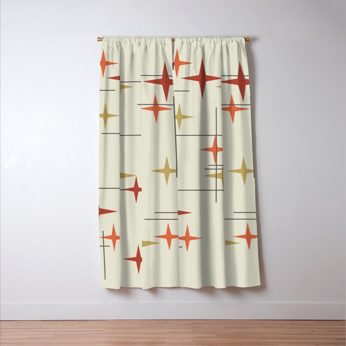 Mid Century Modern Stars Window Curtain Gallery Image 3