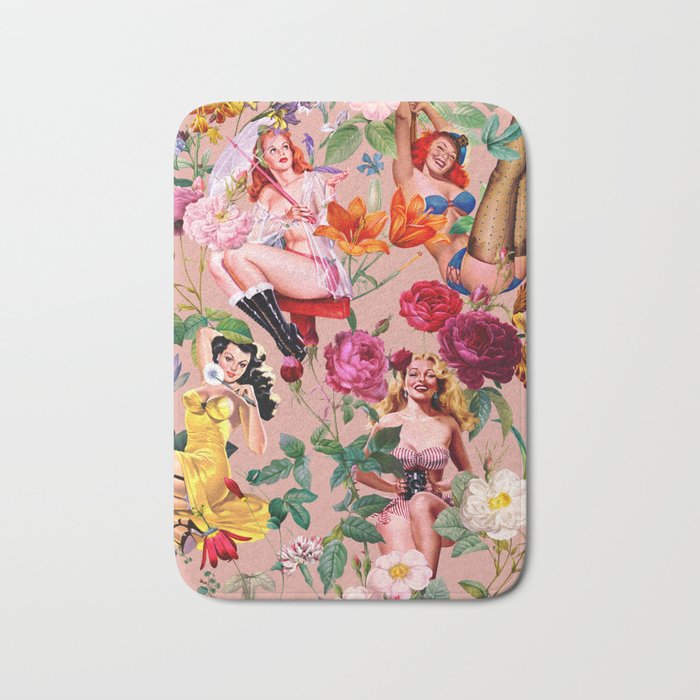 Floral and Pin-Up Girls III Bath Mat Gallery Image 1