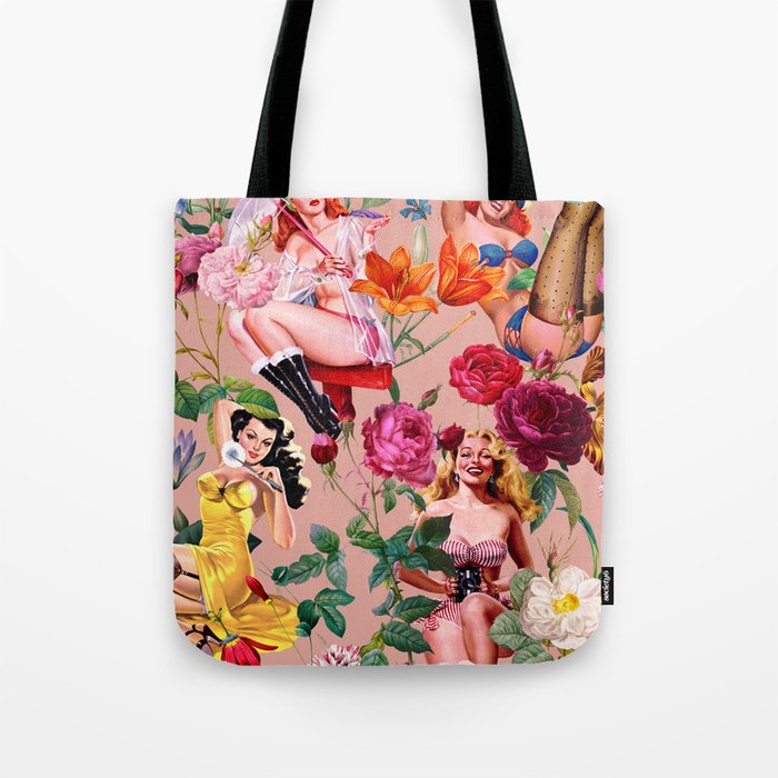 Floral and Pin-Up Girls III Tote Bag Gallery Image 1