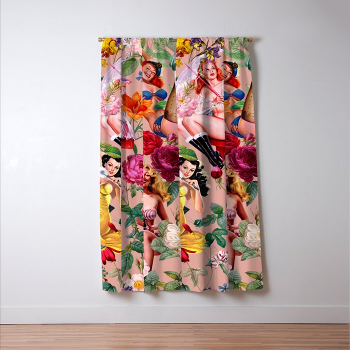 Floral and Pin-Up Girls III Window Curtain Gallery Image 3