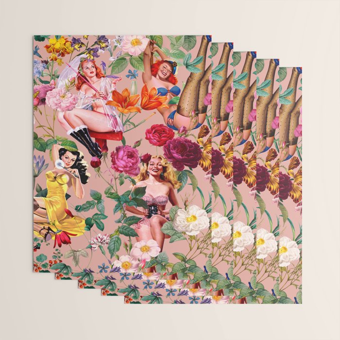 Floral and Pin-Up Girls III Wrapping Paper Gallery Image 3