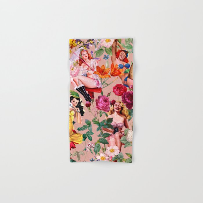 Floral and Pin-Up Girls III Bath Towel Gallery Image 1