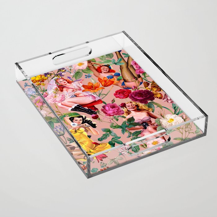 Floral and Pin-Up Girls III Acrylic Tray Gallery Image 1