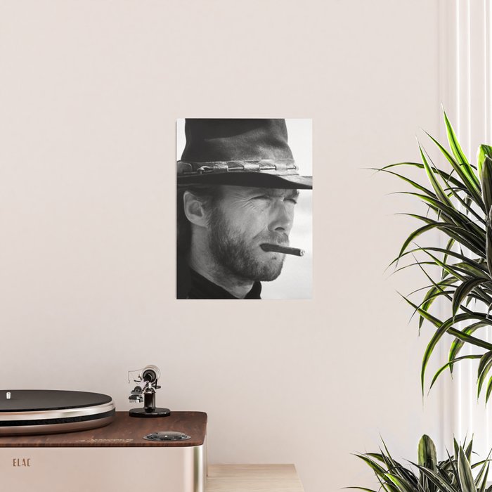 Clint Eastwood Smoking a Cigar Retro Vintage Art Poster Gallery Image 2