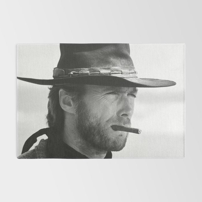 Clint Eastwood Smoking a Cigar Retro Vintage Art Rug Gallery Image 2