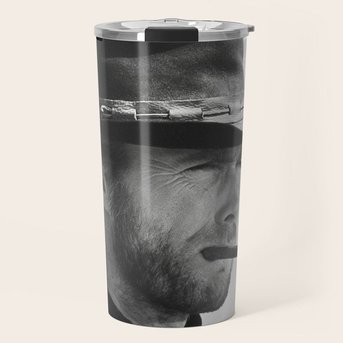 Clint Eastwood Smoking a Cigar Retro Vintage Art Travel Mug Gallery Image 1