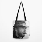 Clint Eastwood Smoking a Cigar Retro Vintage Art Tote Bag Gallery Image 2