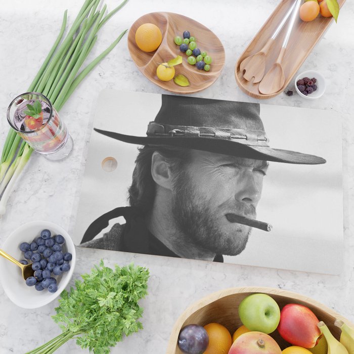 Clint Eastwood Smoking a Cigar Retro Vintage Art Cutting Board Gallery Image 2