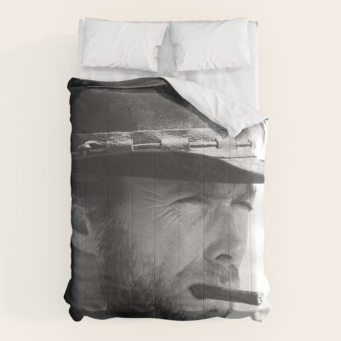 Clint Eastwood Smoking a Cigar Retro Vintage Art Comforter Gallery Image 6