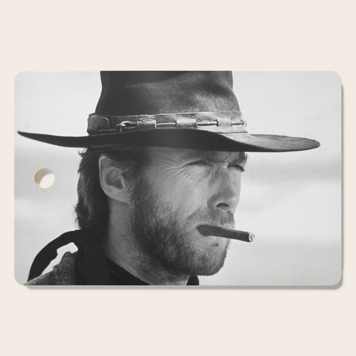 Clint Eastwood Smoking a Cigar Retro Vintage Art Cutting Board Gallery Image 1