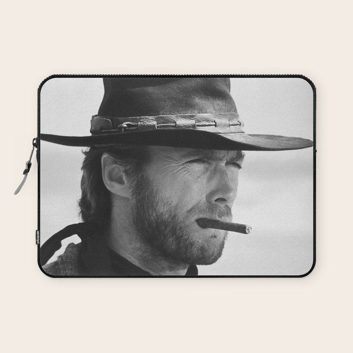 Clint Eastwood Smoking a Cigar Retro Vintage Art Laptop Sleeve Gallery Image 1