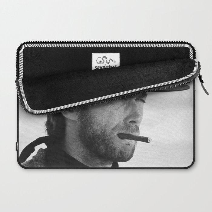 Clint Eastwood Smoking a Cigar Retro Vintage Art Laptop Sleeve Gallery Image 2