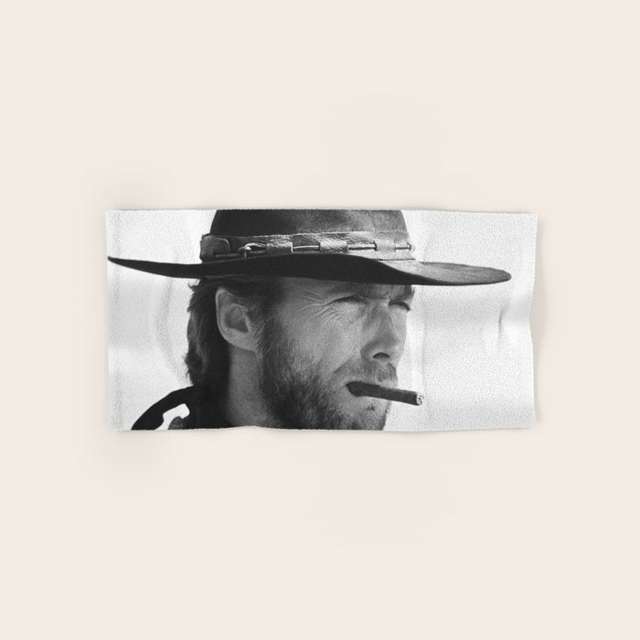 Clint Eastwood Smoking a Cigar Retro Vintage Art Bath Towel Gallery Image 1