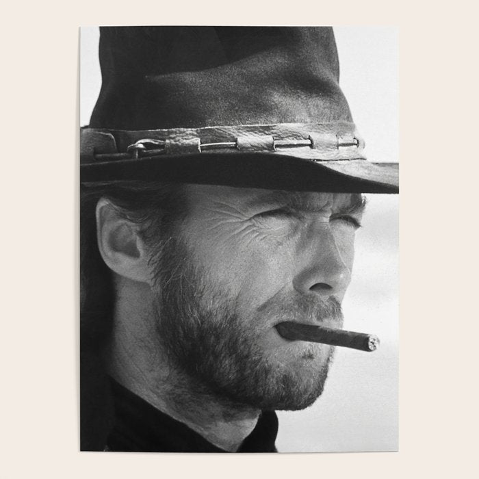 Clint Eastwood Smoking a Cigar Retro Vintage Art Poster Gallery Image 4