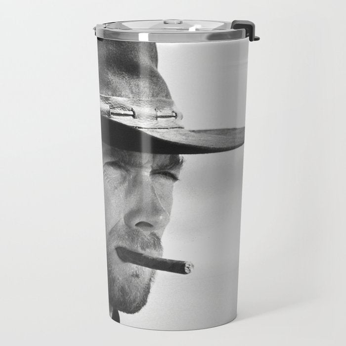 Clint Eastwood Smoking a Cigar Retro Vintage Art Travel Mug Gallery Image 2