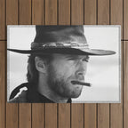 Clint Eastwood Smoking a Cigar Retro Vintage Art Outdoor Rug Gallery Image 1