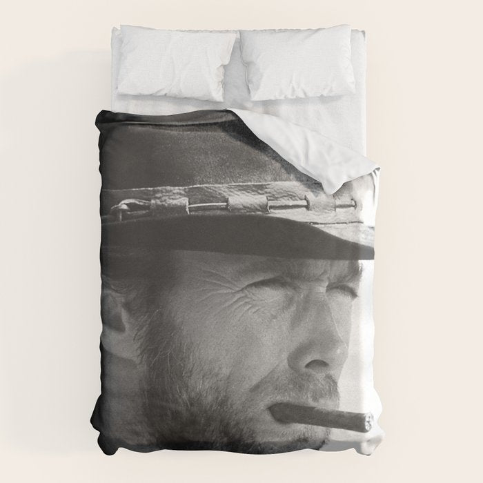 Clint Eastwood Smoking a Cigar Retro Vintage Art Duvet Cover Gallery Image 6