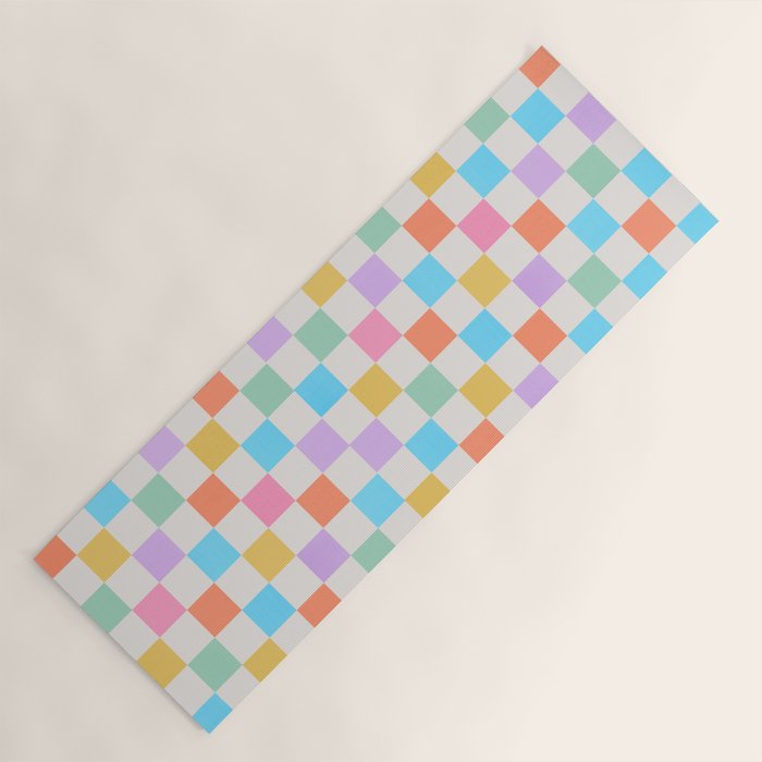 Pastel Checkered Pattern Yoga Mat Gallery Image 1