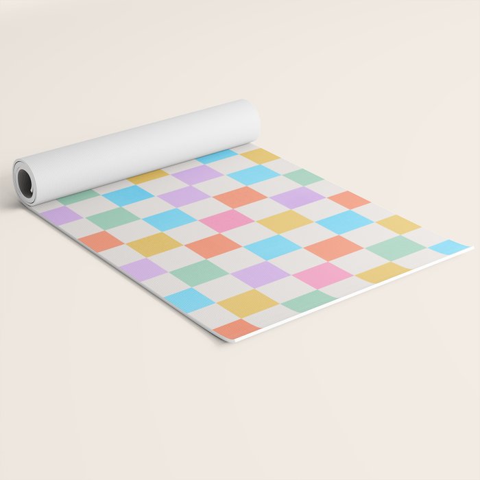 Pastel Checkered Pattern Yoga Mat Gallery Image 2