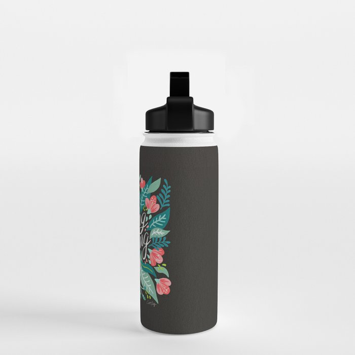Keep on Going & Growing â Pink on Charcoal Water Bottle Gallery Image 2