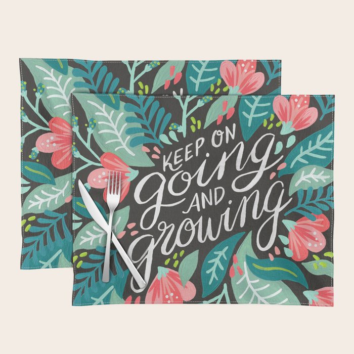 Keep on Going & Growing â Pink on Charcoal Placemat Gallery Image 1