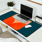 retro tulips teal Desk Mat Gallery Image 2