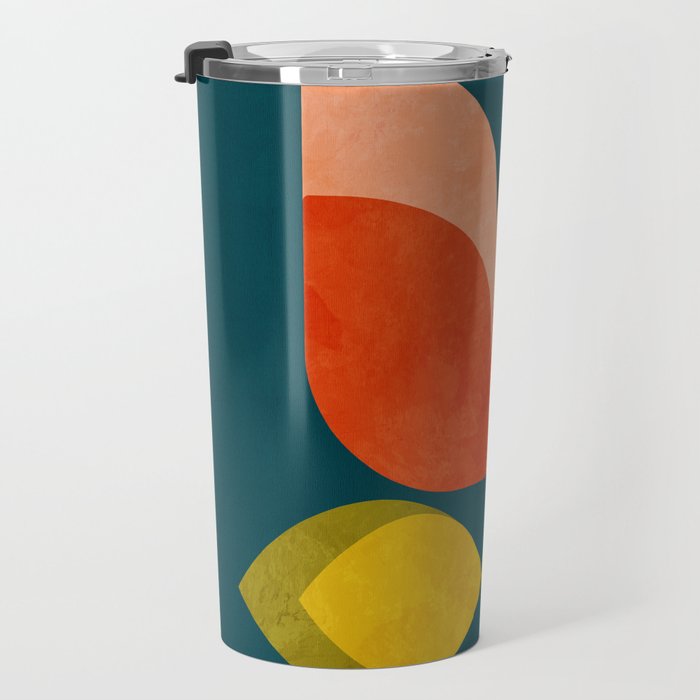 retro tulips teal Travel Mug Gallery Image 3