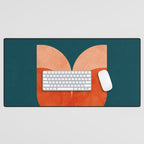 retro tulips teal Desk Mat Gallery Image 1