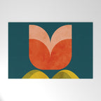retro tulips teal Welcome Mat Gallery Image 1